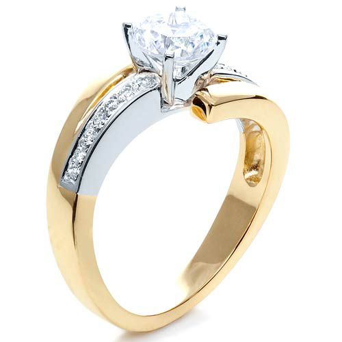 14k Yellow Gold And 14K Gold Two-tone Diamond Engagement Ring - Three-Quarter View -  216