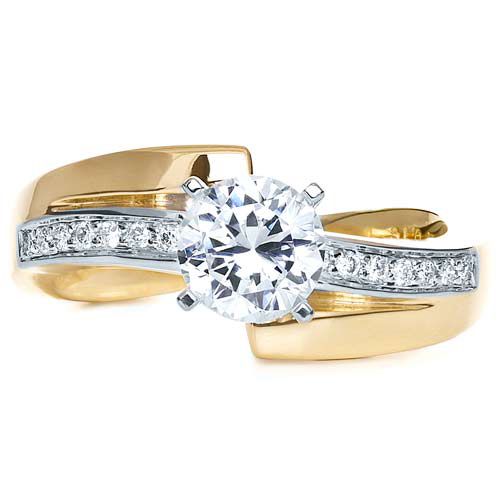 14k Yellow Gold And 14K Gold Two-tone Diamond Engagement Ring - Top View -  216