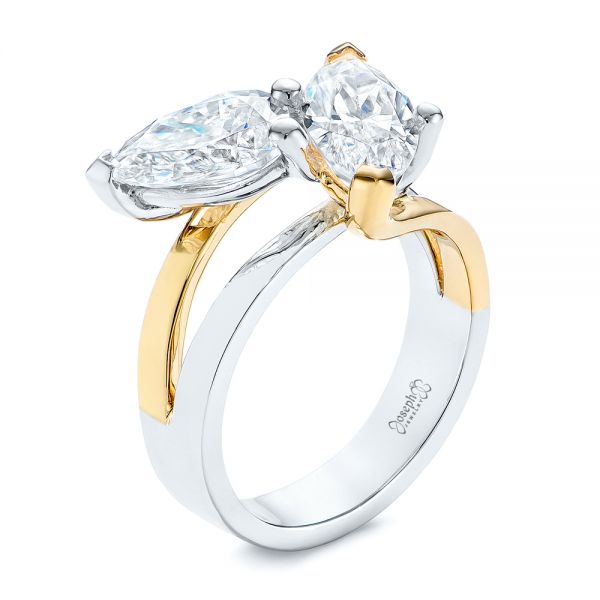 Two-stone Two-Tone Moissanite Engagement Ring - Image