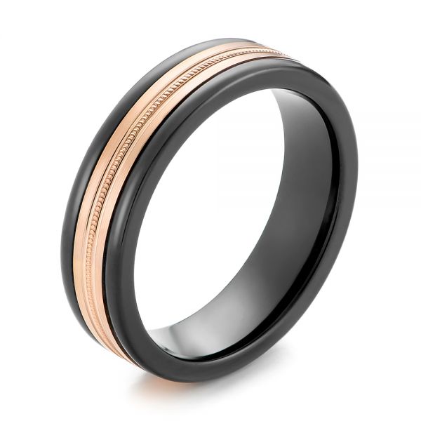 Black Tungsten and 14k Rose Gold Men's Wedding Ring - Image