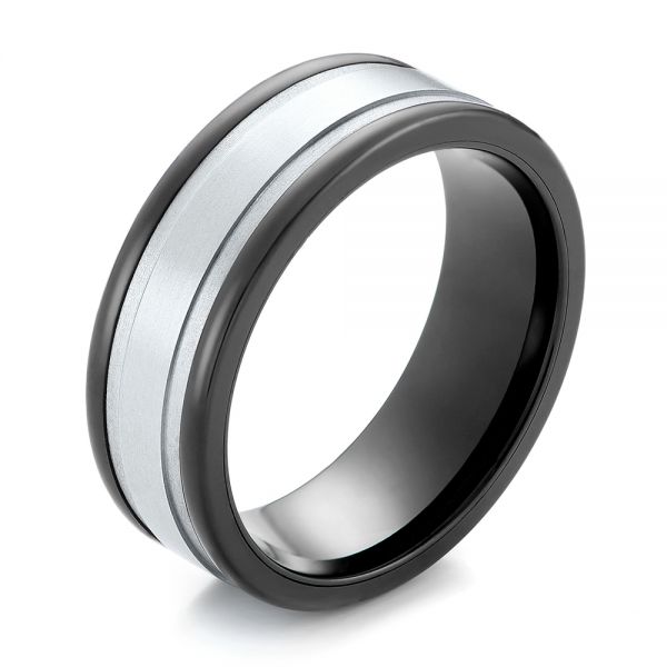 Black Tungsten and 14k White Gold Ring - Image
