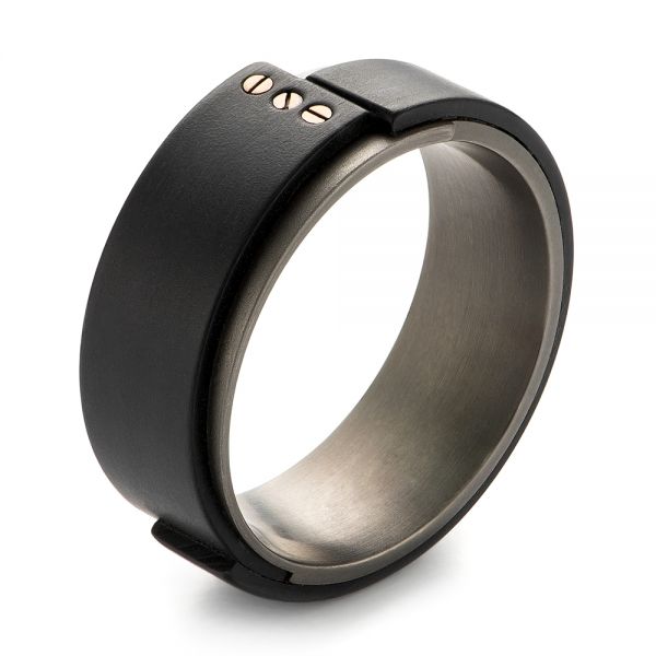 Carbon Fiber and Gold Wedding Ring - Image