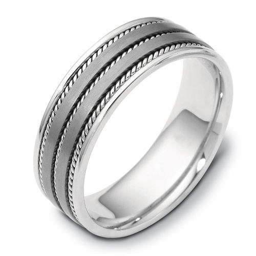 Men's Cable 18k White Gold and Titanium Band - Image