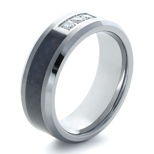 Men's Tungsten Ring with Diamonds - Image