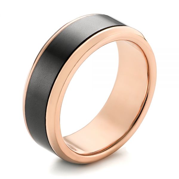 Rose Gold and Solid Diamond Men's Wedding Band - Image