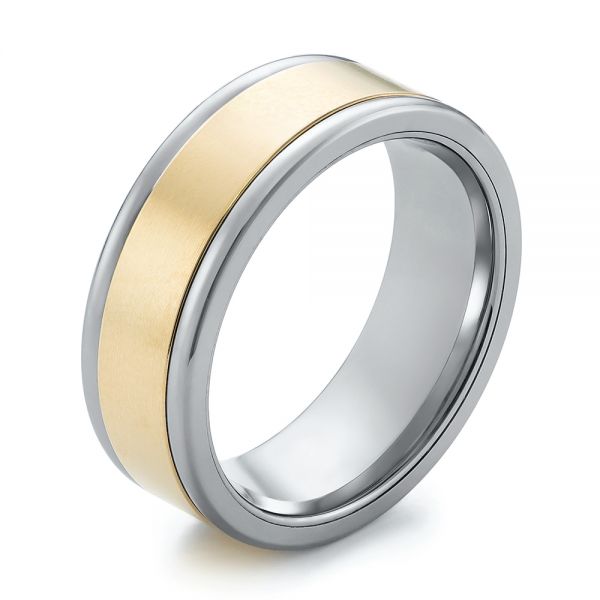 Tungsten and Yellow Gold Men's Wedding Band - Image