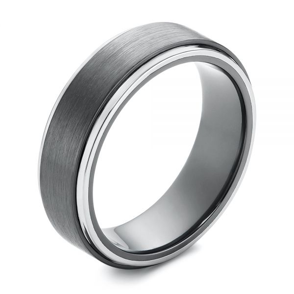 Two-tone Zirconium Men's Wedding Ring - Image
