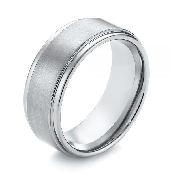 White Tungsten Men's Wedding Ring - Image