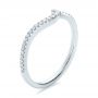 14k White Gold Contemporary Curved Shared Prong Diamond Wedding Band - Three-Quarter View -  100410 - Thumbnail