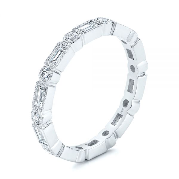 18k White Gold Custom Baguette Diamond Eternity Wedding Band - Three-Quarter View -  105481
