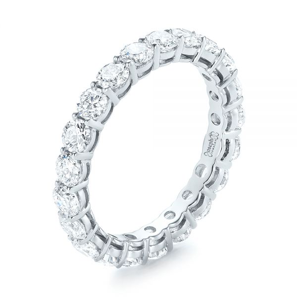 14k White Gold Custom Diamond Eternity Wedding Band - Three-Quarter View -  103465