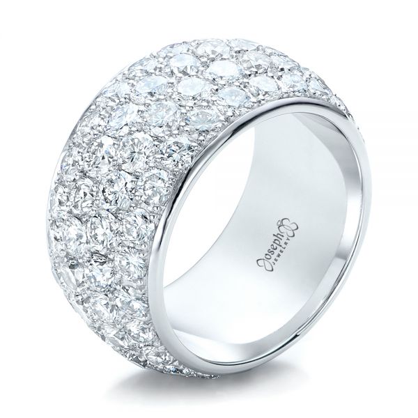  Platinum Custom Pave Diamond Wedding Ring - Three-Quarter View -  100875