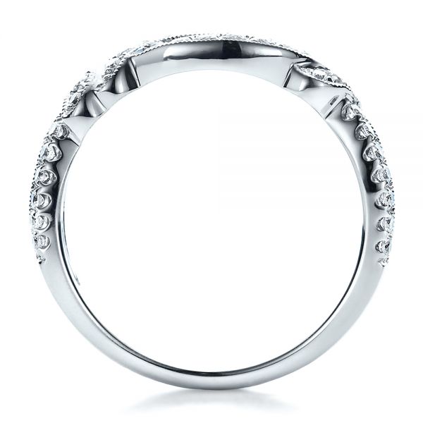 Diamond Split Shank Wedding Band With Matching Engagement Ring - Kirk Kara - Front View -  1459