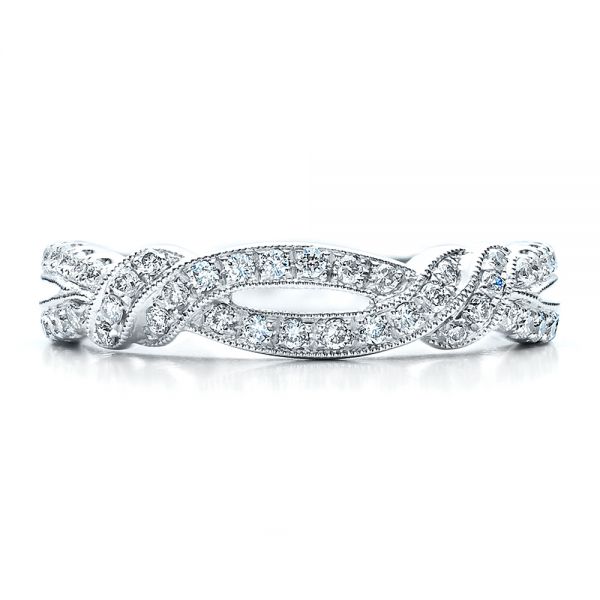 Diamond Split Shank Wedding Band With Matching Engagement Ring - Kirk Kara - Top View -  1459