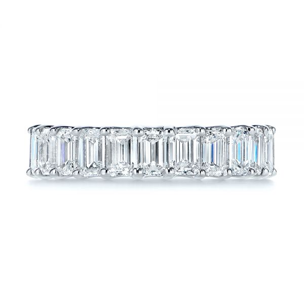 18k White Gold 18k White Gold Emerald Cut Diamond Eternity Wedding Band - Top View -  105313