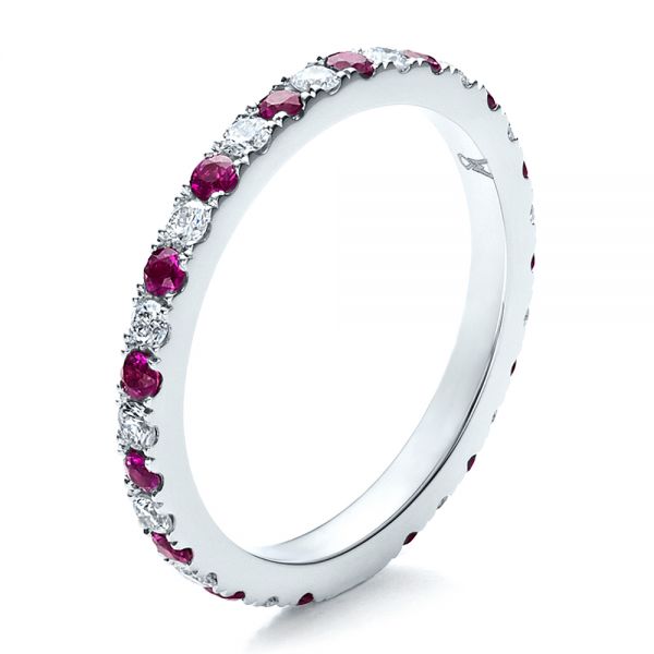Pink Sapphire Eternity Band with Matching Engagement Ring - Image