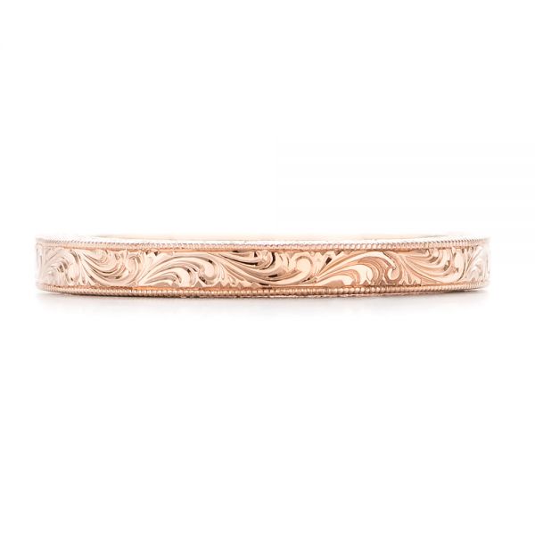 14k Rose Gold Hand Engraved Wedding Band - Top View -  102439