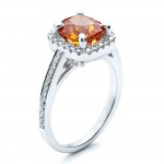 Custom Diamond and Orange Sapphire Engagement Ring