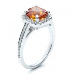 Custom Diamond and Orange Sapphire Engagement Ring