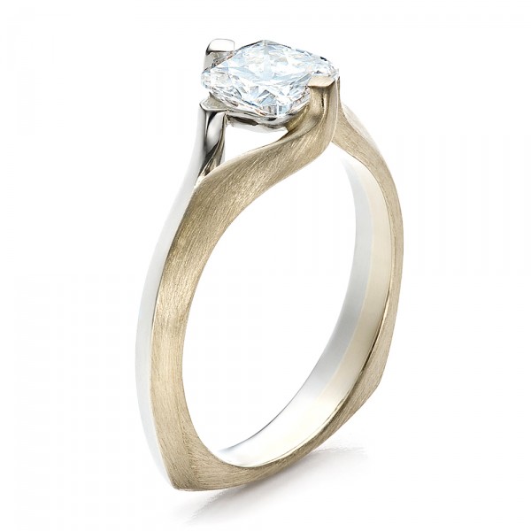 Custom Diamond and Brushed Metal Engagement Ring