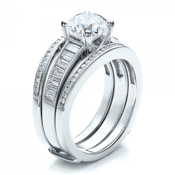 Custom Baguette Channel Engagement Ring with Jacket
