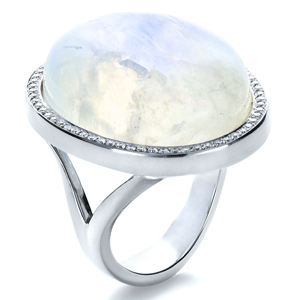 Custom Moonstone and Diamond Ring
