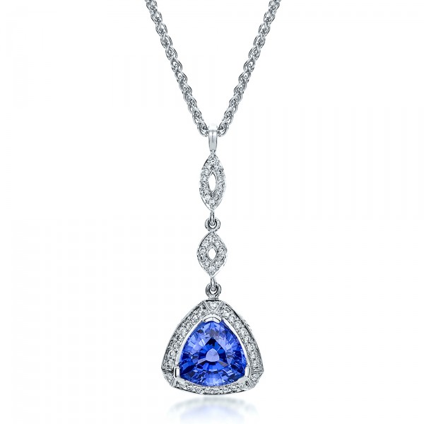 Blue Sapphire and Diamond Pendant