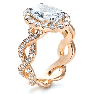 Custom Halo Rose Gold Engagement Ring