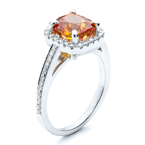 Custom Diamond and Orange Sapphire Engagement Ring