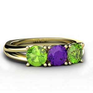 Custom Emerald and Blue Sapphire Three Stone Ring