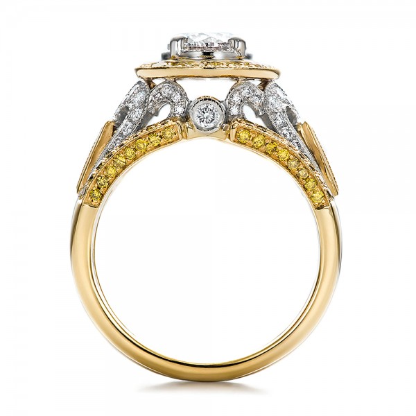 Custom Two-Tone Gold and Yellow and White Diamond Engagement Ring
