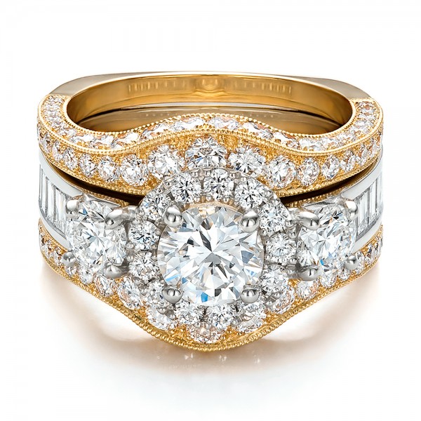 Estate Two-Tone Wedding and Engagement Ring Set