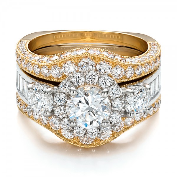 Estate Two-Tone Wedding and Engagement Ring Set Estate Two-Tone Wedding and Engagement Ring Set