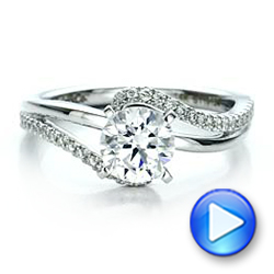 14k White Gold Contemporary Wrapped Split Shank Diamond Engagement Ring - Video -  100402 - Thumbnail