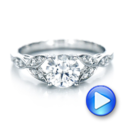 18k White Gold Tri-leaf Diamond Engagement Ring - Video -  101989 - Thumbnail