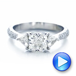 14k White Gold Custom Three Stone Diamond Engagement Ring - Video -  102091 - Thumbnail