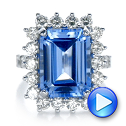 14k White Gold Custom Blue Spinel And Diamond Ring - Video -  102126 - Thumbnail