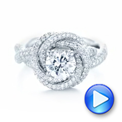 18k White Gold Modern Knot Edgeless Pave Engagement Ring - Video -  102374 - Thumbnail