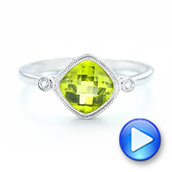 14k White Gold Peridot And Diamond Ring - Video -  102637 - Thumbnail