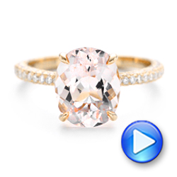 18k Rose Gold Custom Morganite And Pave Diamond Engagement Ring - Video -  102749 - Thumbnail