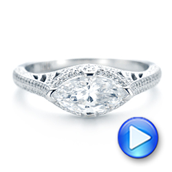 14k White Gold Marquise Diamond Engagement Ring - Video -  102769 - Thumbnail