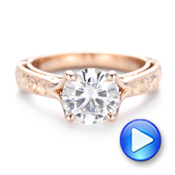 14k Rose Gold Custom Diamond Engagement Ring - Video -  102777 - Thumbnail
