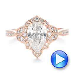 14k Rose Gold Custom Diamond Engagement Ring - Video -  102806 - Thumbnail