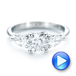  Platinum Custom Three Stone Diamond Engagement Ring - Video -  102898 - Thumbnail