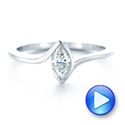 14k White Gold Custom Solitaire Marquise Diamond Engagement Ring - Video -  102906 - Thumbnail