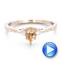 14k Rose Gold Custom Three Stone Morganite And Diamond Engagement Ring - Video -  102949 - Thumbnail