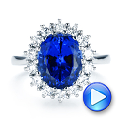  Platinum Custom Blue Sapphire And Diamond Engagement Ring - Video -  103055 - Thumbnail