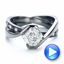  14K Gold Custom Black And White Diamond Engagement Ring - Video -  103342 - Thumbnail