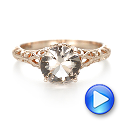 14k Rose Gold Custom Solitaire Morganite Engagement Ring - Video -  103444 - Thumbnail