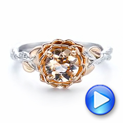 14K Gold And 14k Rose Gold Custom Two-tone Morganite And Diamond Engagement Ring - Video -  103524 - Thumbnail